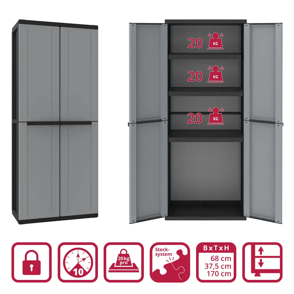 Kreher Joker Schrank-Set 2tlg grau Kunststoff abschließbar