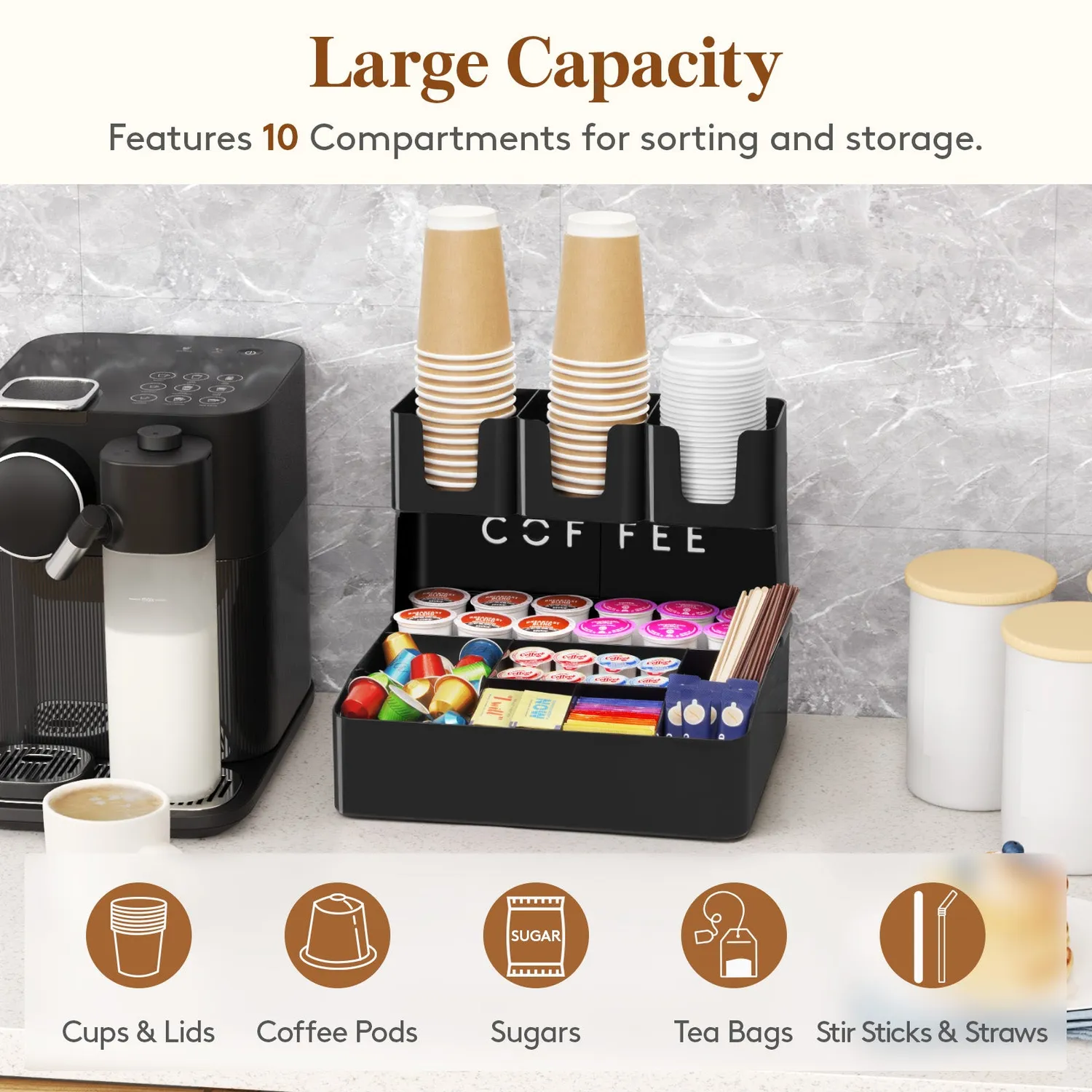 Lifewit Kaffee Organizer 2-stöckig 10 Fächer