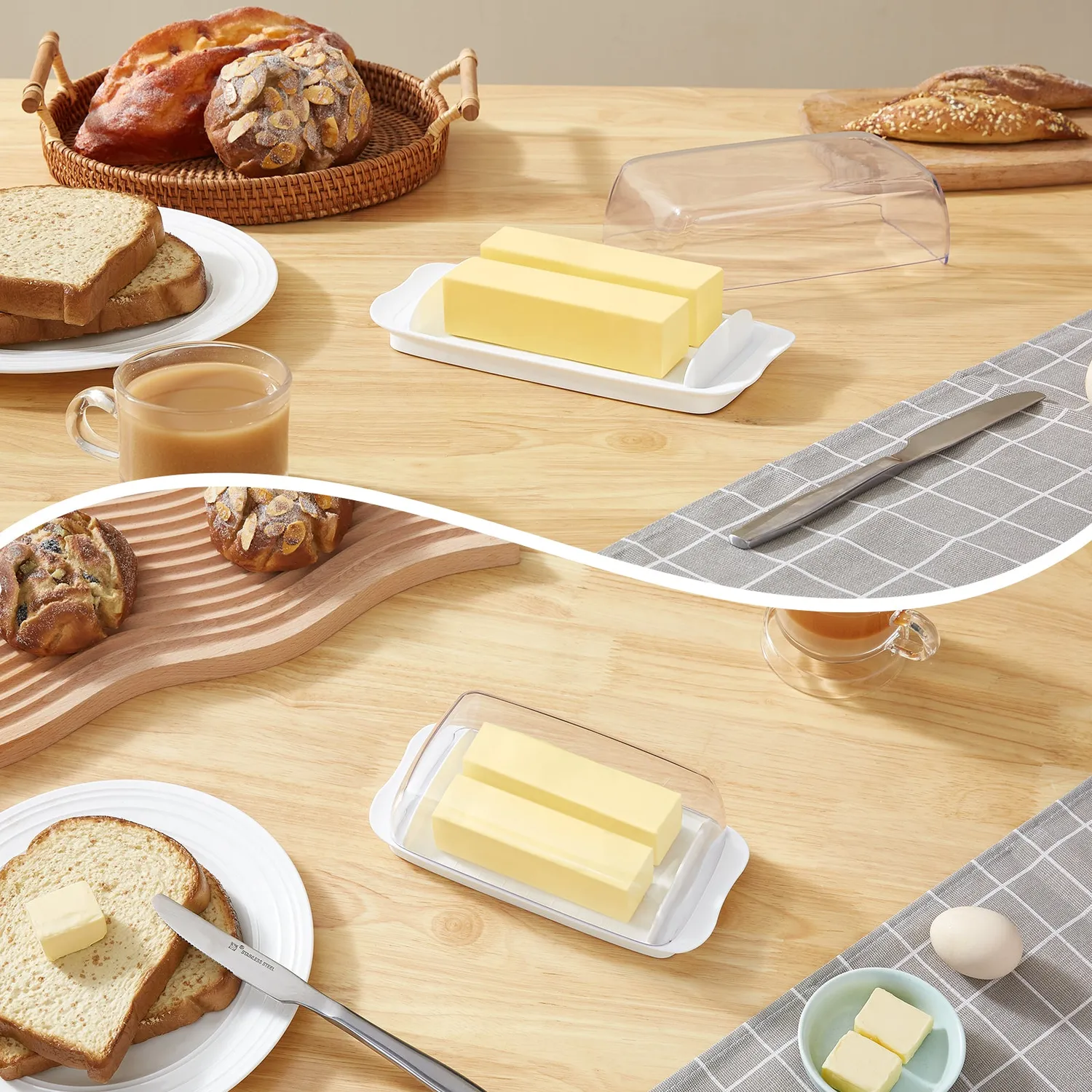 Lifewit Butterdose mit Deckel Transparent Maßskala
