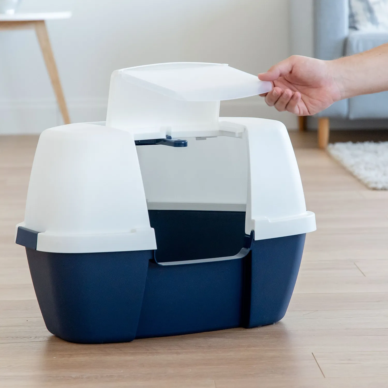 Iris Ohyama Jumbo Corner Katzentoilette Navy Eckform