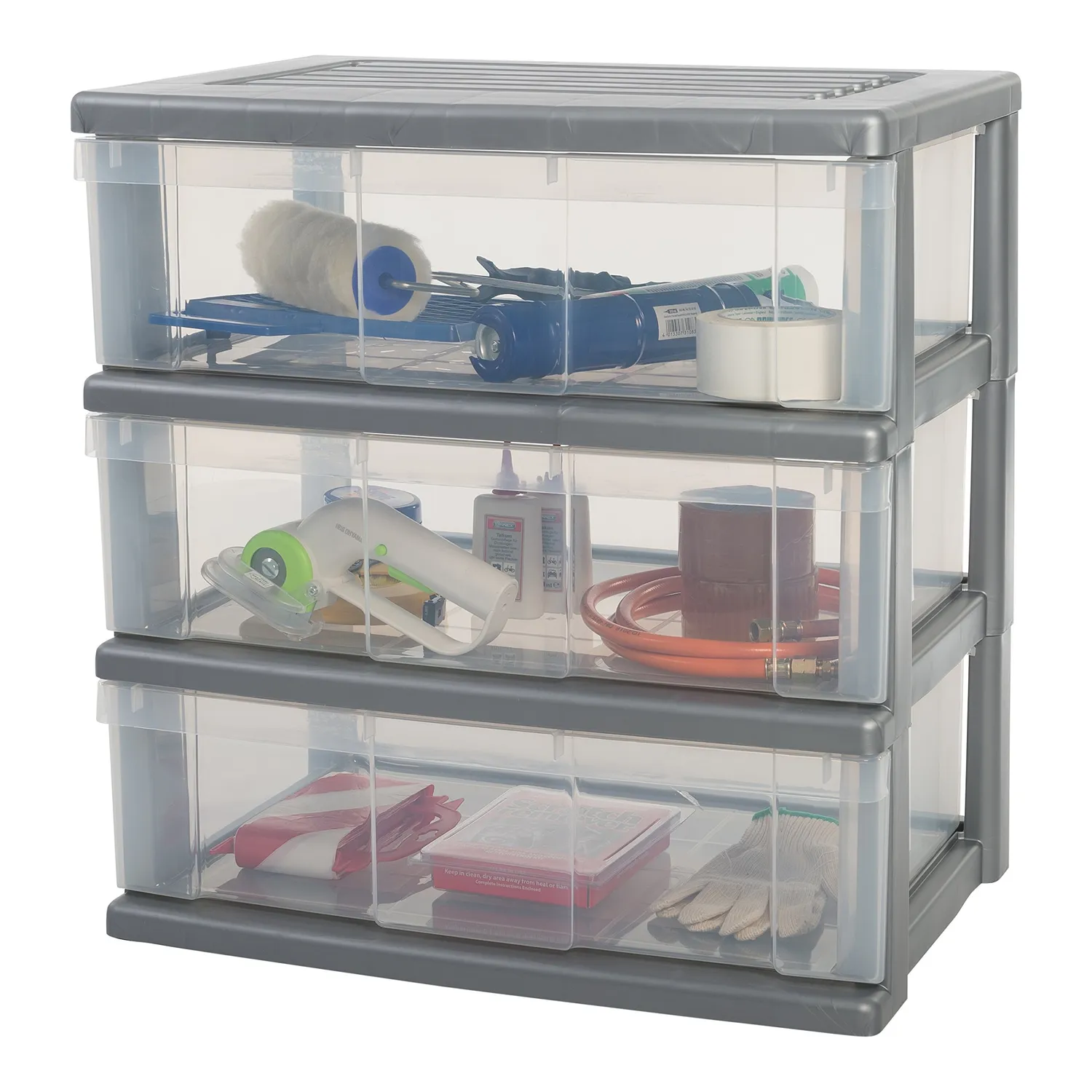 Iris Ohyama WC-N603 Rollcontainer 34 L 3 Schubladen silber