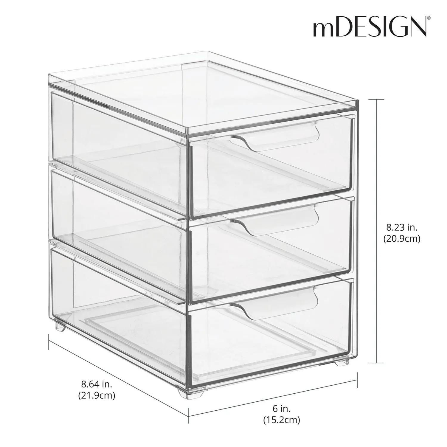 mDesign Schubladenbox Kunststoff Transparent 2er Set