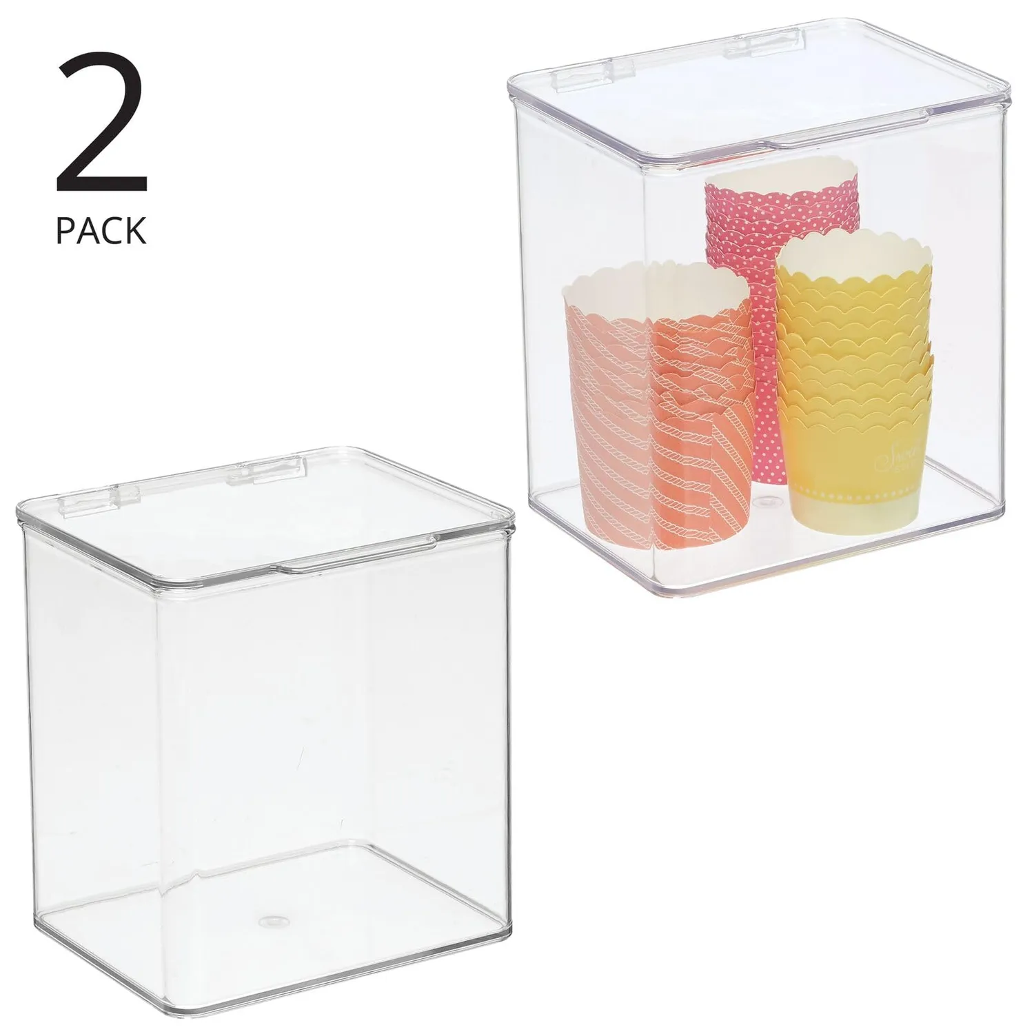 mDesign Vorratsbox 2er-Set transparent mit Deckel stapelbar