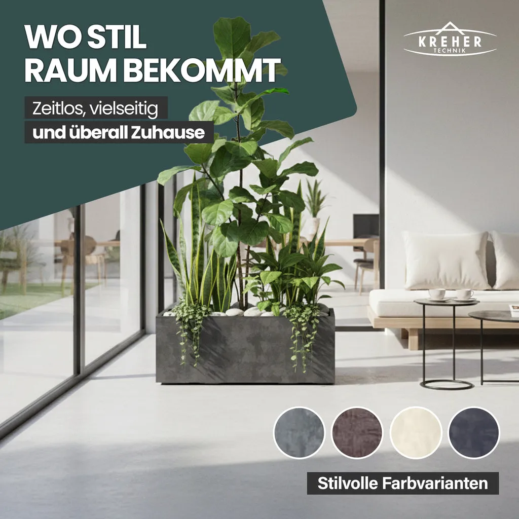 Kreher Millennium 100L Pflanzkübel Anthrazit rechteckig Rollen