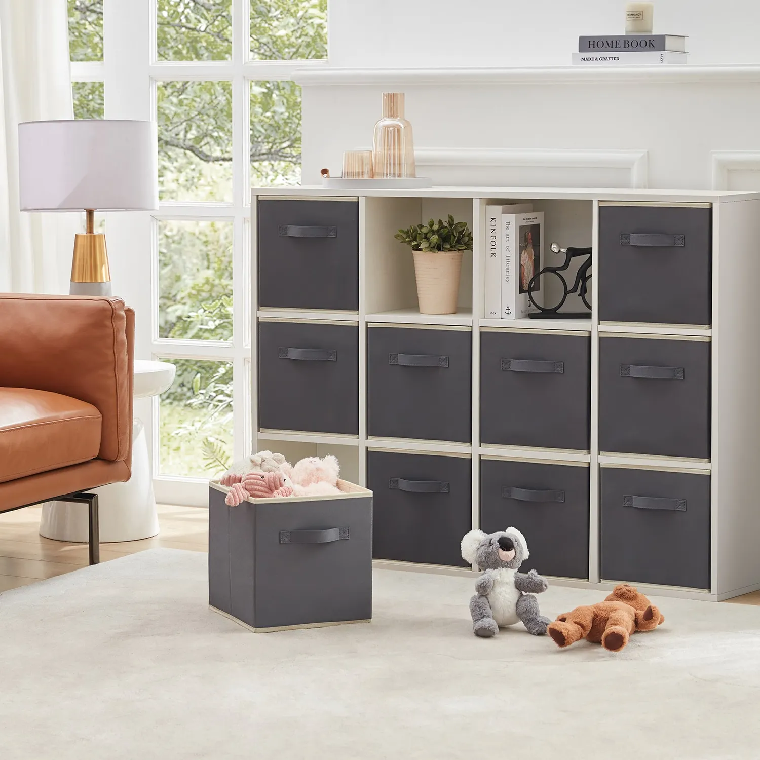 Lifewit Aufbewahrungsbox Stoff Grau 26,7cm mit Deckel