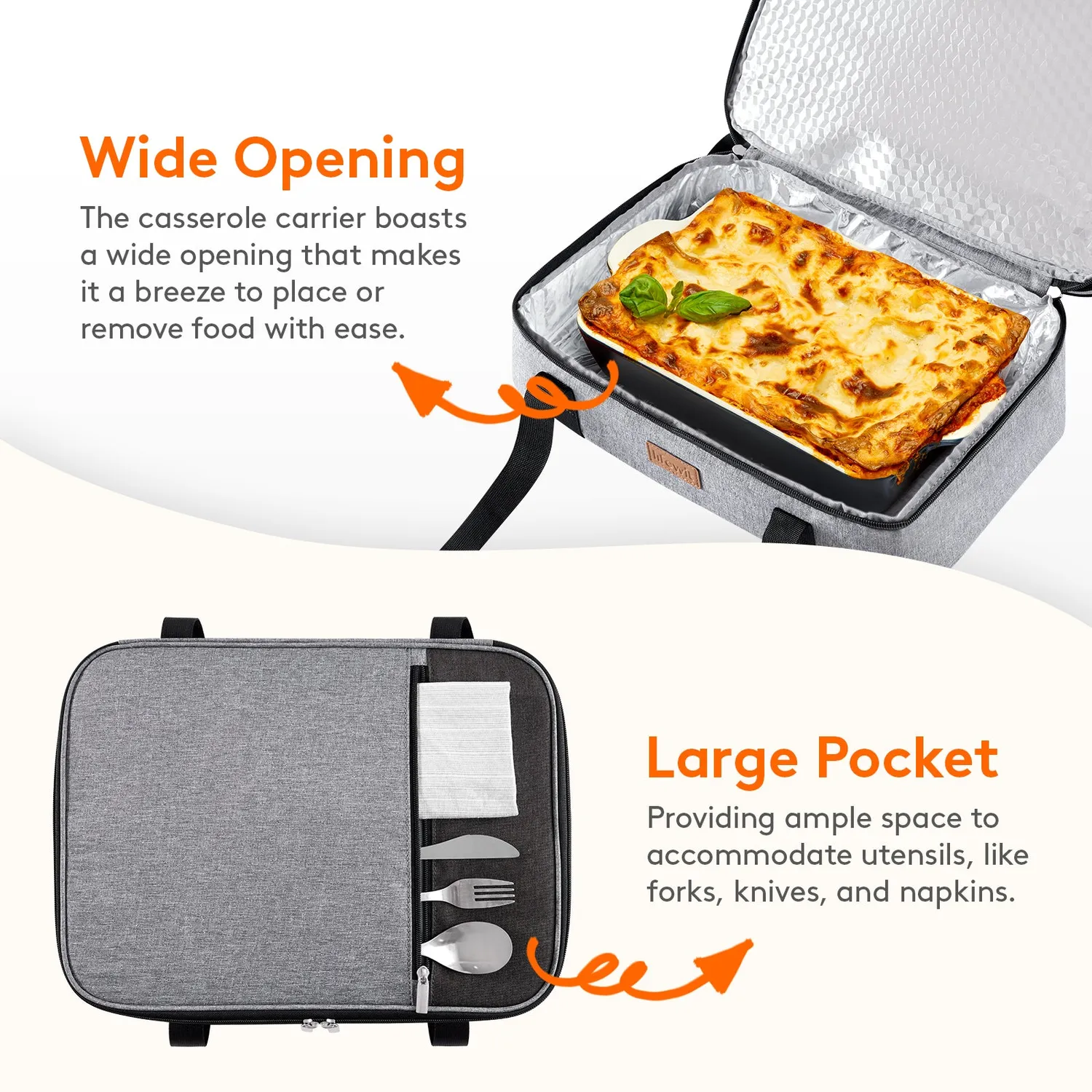 Lifewit Lunch Bag Kühltasche Grau erweiterbar
