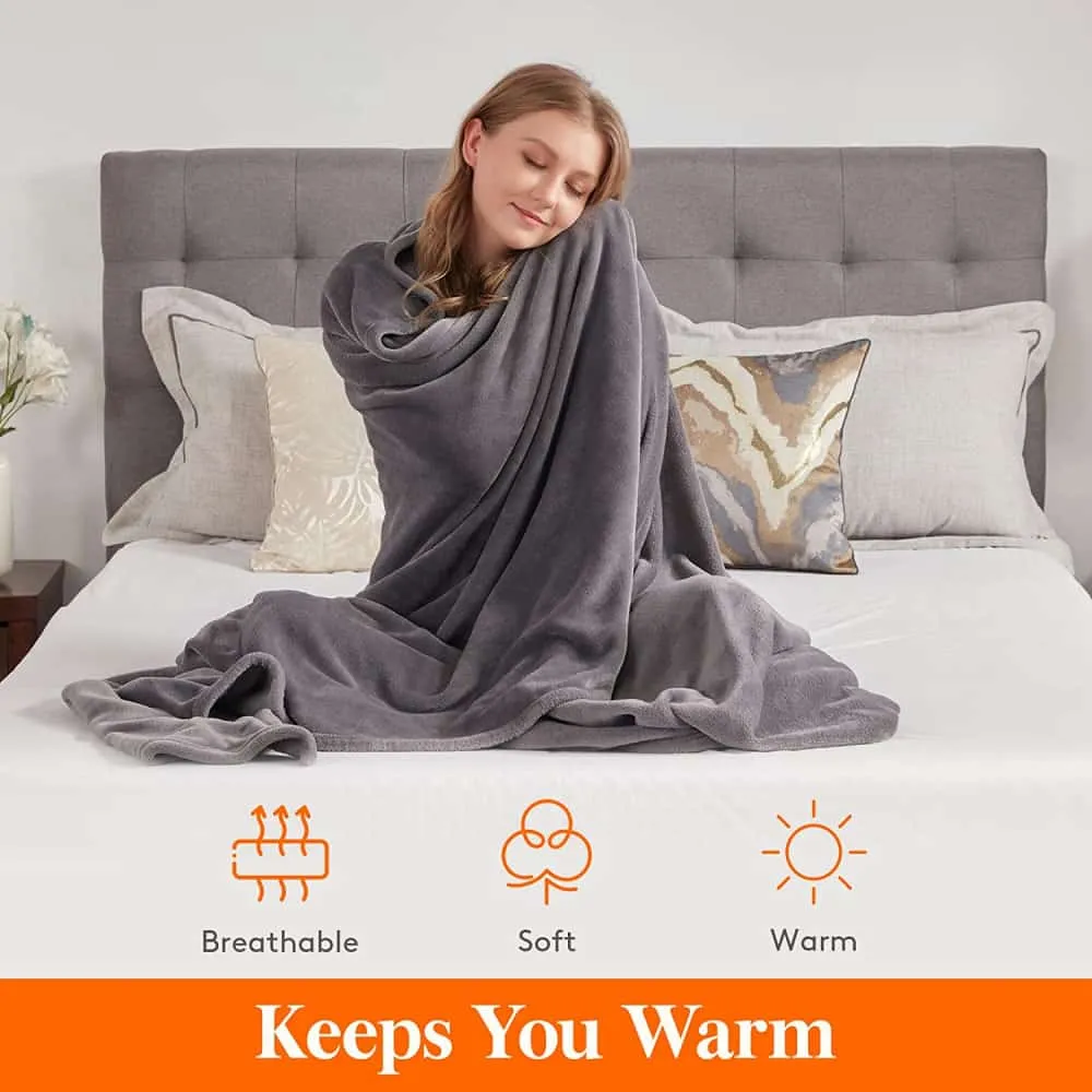 Lifewit Fleecedecke Kuscheldecke Grau 152x203 cm