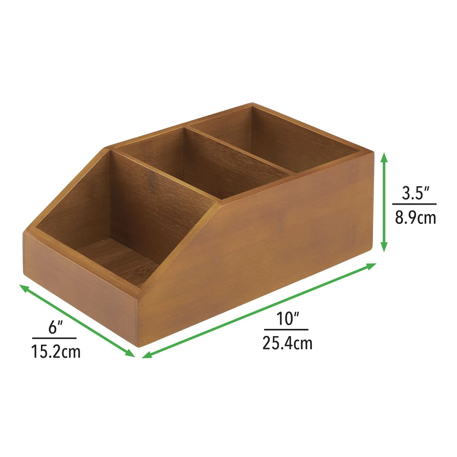 mDesign Ordnungsbox Bambus 3 Fächer 2er-Set braun