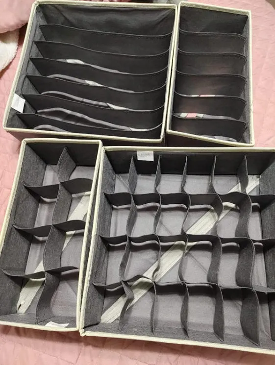 Lifewit Schubladen Organizer Stoff grau 4er Pack für Wäsche