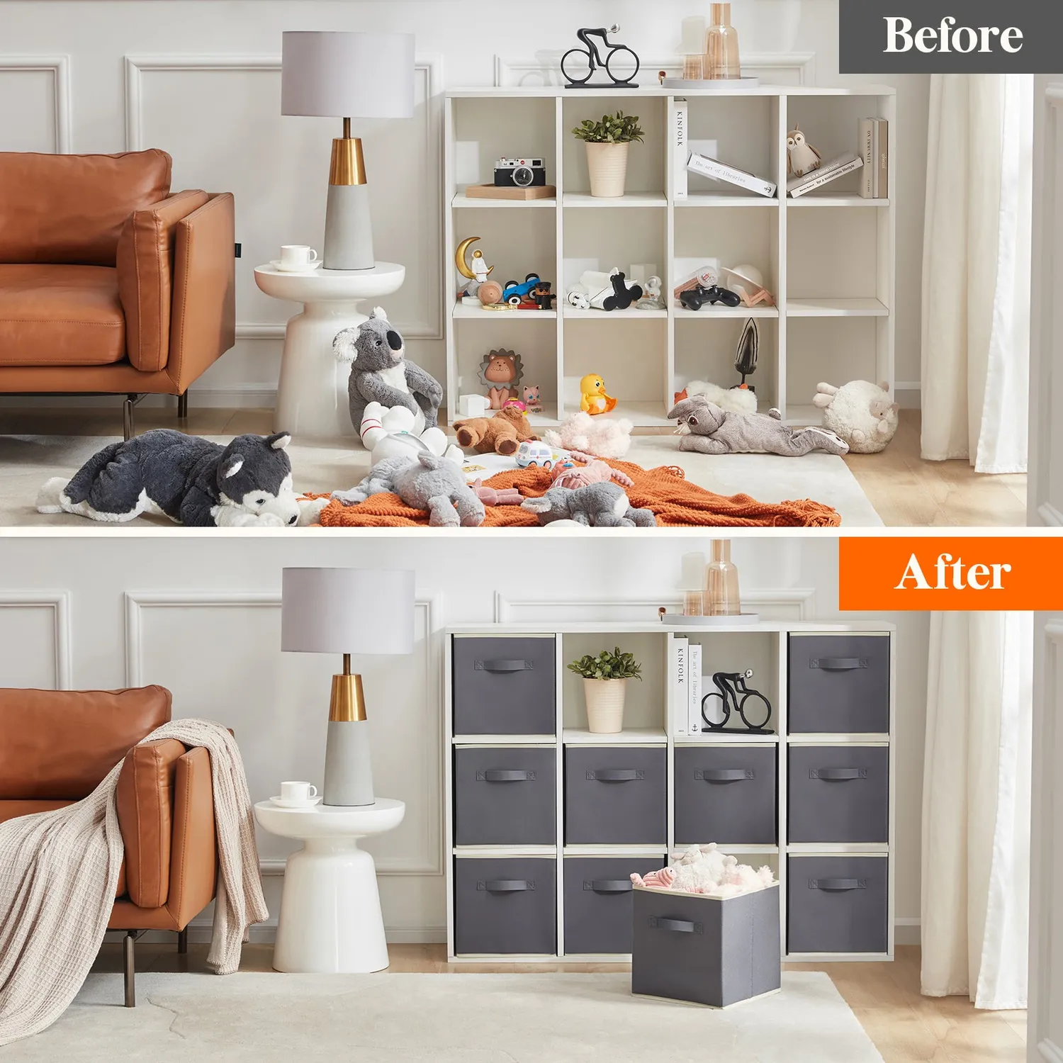 Lifewit Aufbewahrungsbox Stoff Grau 26,7cm mit Deckel