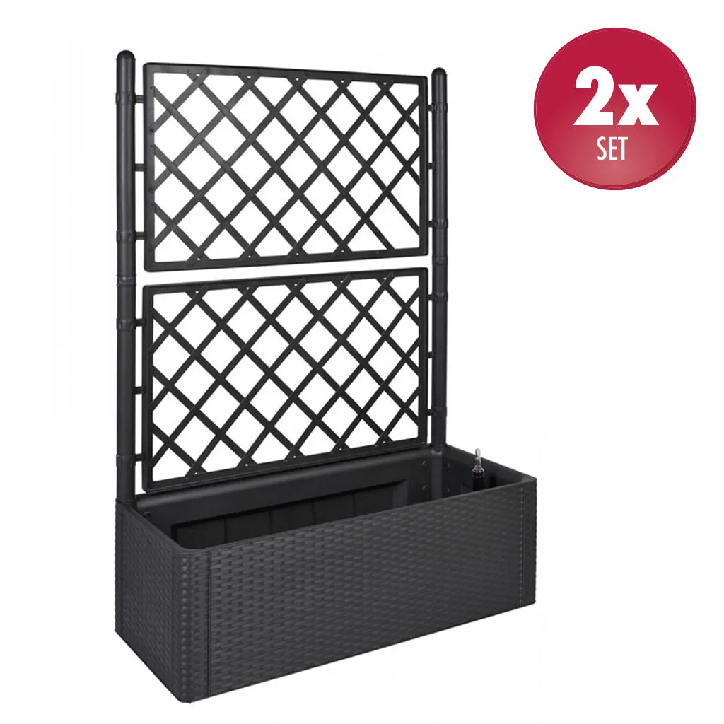 Kreher Spalier Rattan Breit Anthrazit Rankhilfe