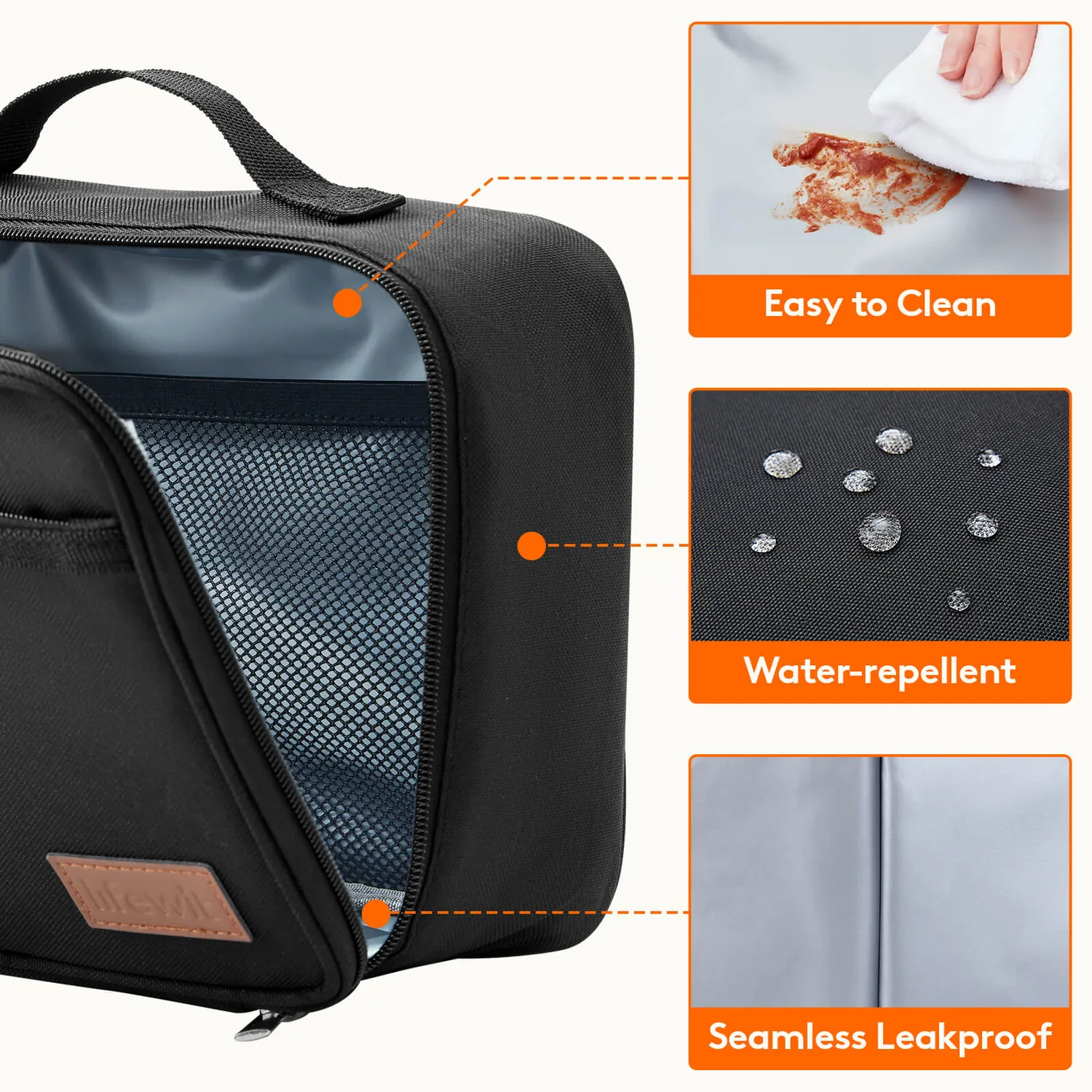 Lifewit Kühltasche Schwarz mit 2 Kühlpacks