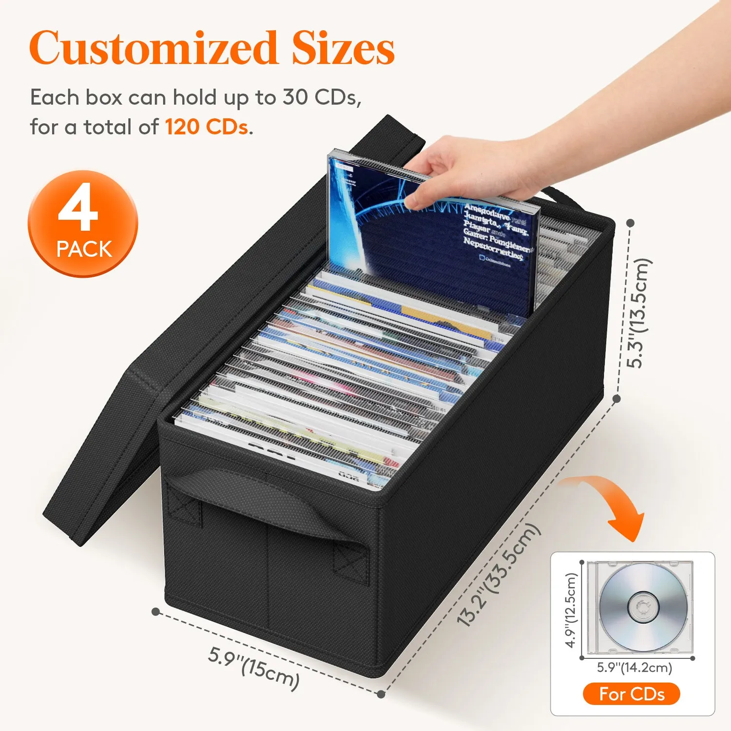 Lifewit CD Aufbewahrungsbox 4er mit Deckel 33,5 cm