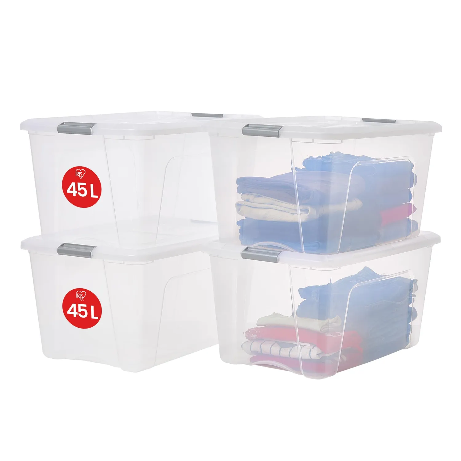 Iris Ohyama NTB-15 Aufbewahrungsbox Silber 15L 3er-Set stapelbar