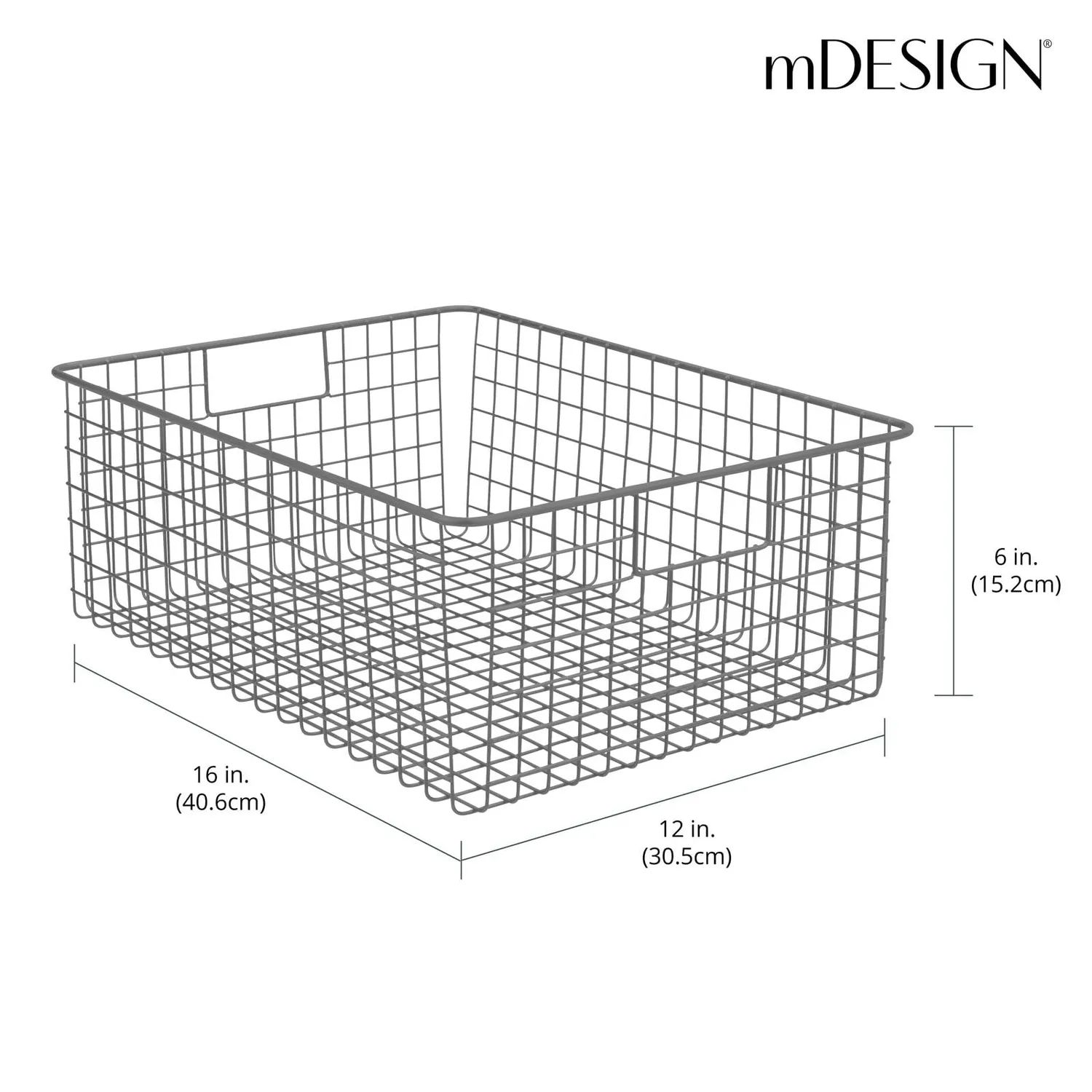 mDesign Drahtkorb Aufbewahrungskorb graphitgrau 2er-Set