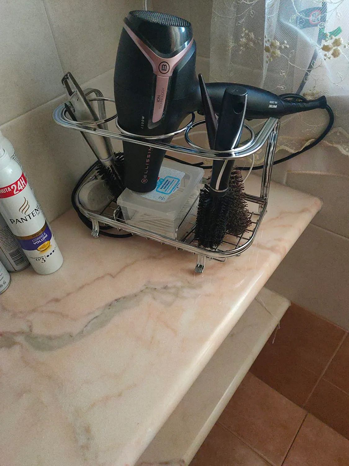 mDesign Fönhalter freistehend silber Badorganizer Stylingstation