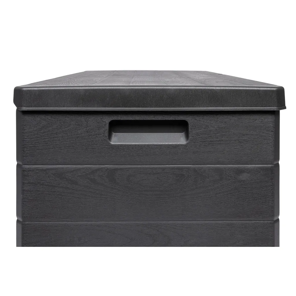 Kreher Kissenbox XXL 340L Holz-Optik anthrazit mit Rollen
