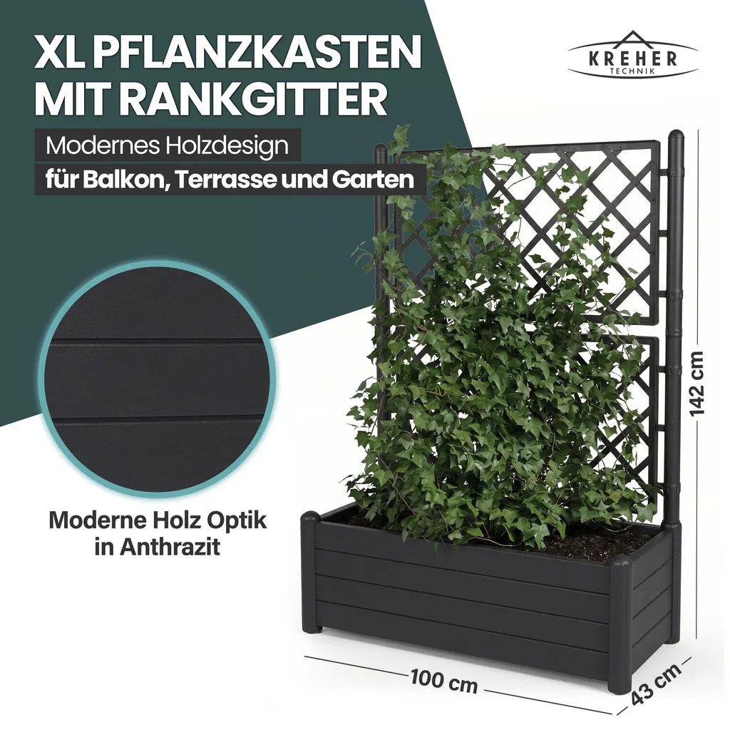 Kreher Holzoptik XL Spalier Pflanzkasten Anthrazit 90L