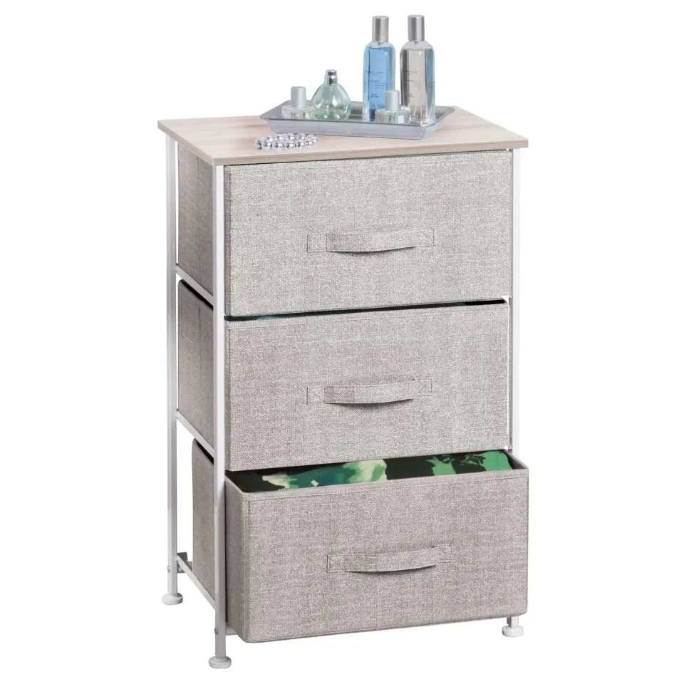 mDesign Schrank Organizer 3 Schubladen Stoff beige