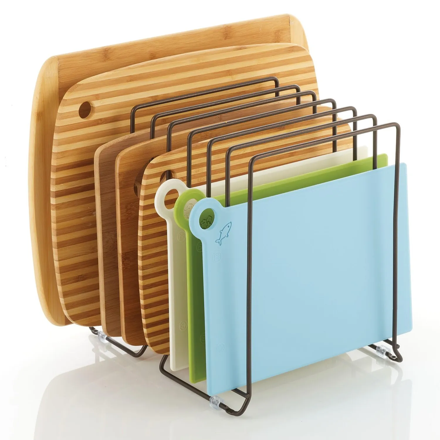 mDesign Küchen Organizer Metall Pfannenhalter 8 Fächer bronze