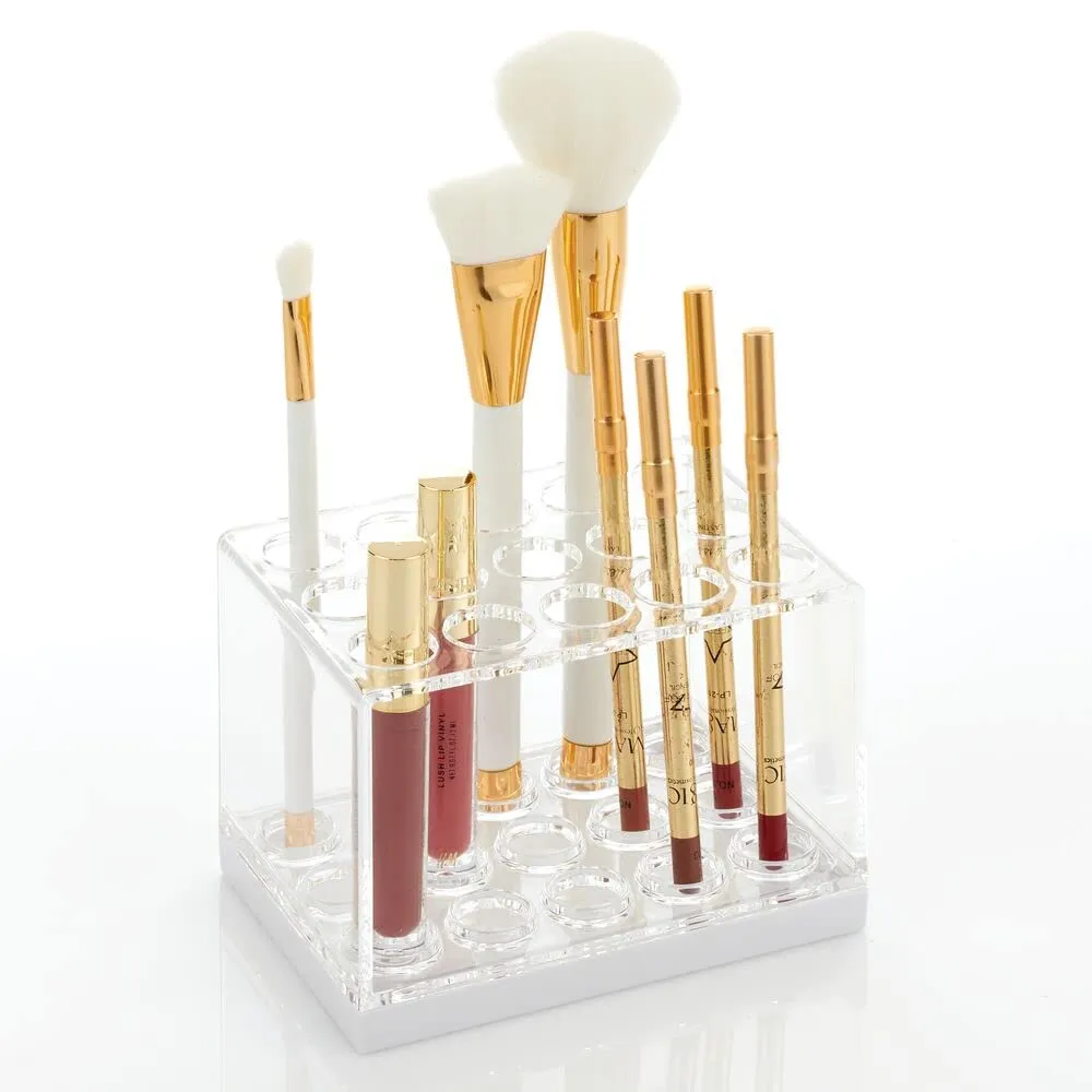 mDesign Kosmetik Organizer 15 Fächer transparent-weiß für Stifte