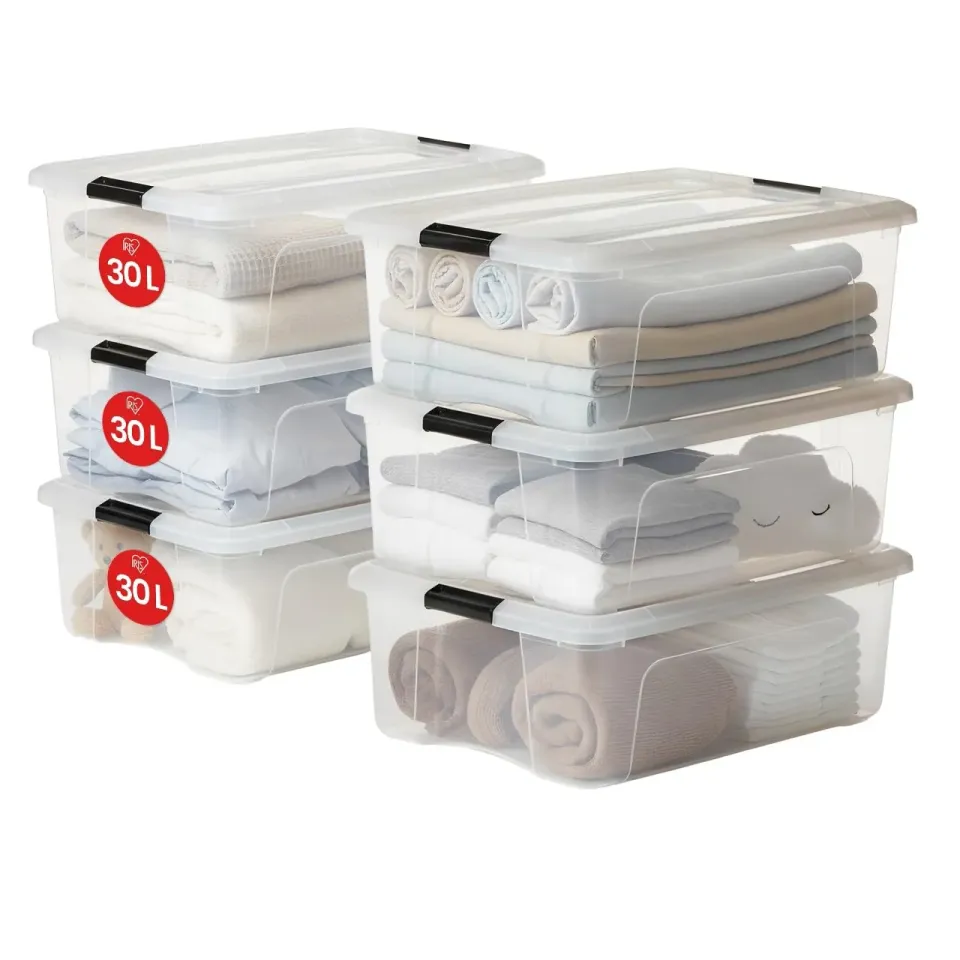 Iris Ohyama NTB-30 Aufbewahrungsbox 30 L 6er-Set transparent