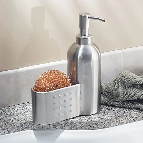 mDesign Seifenspender Metall 443 ml mit Schwammhalter