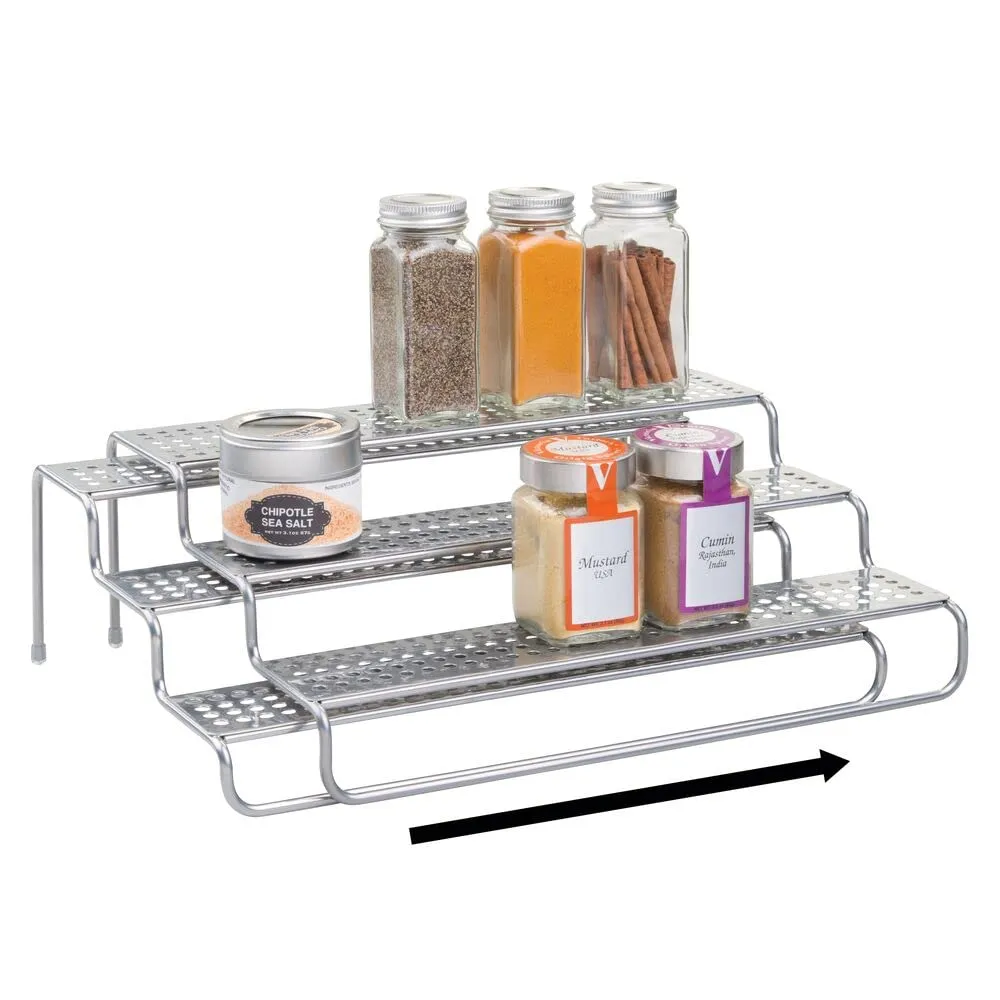 mDesign Gewürzregal ausziehbar Metall silber 35,5 cm