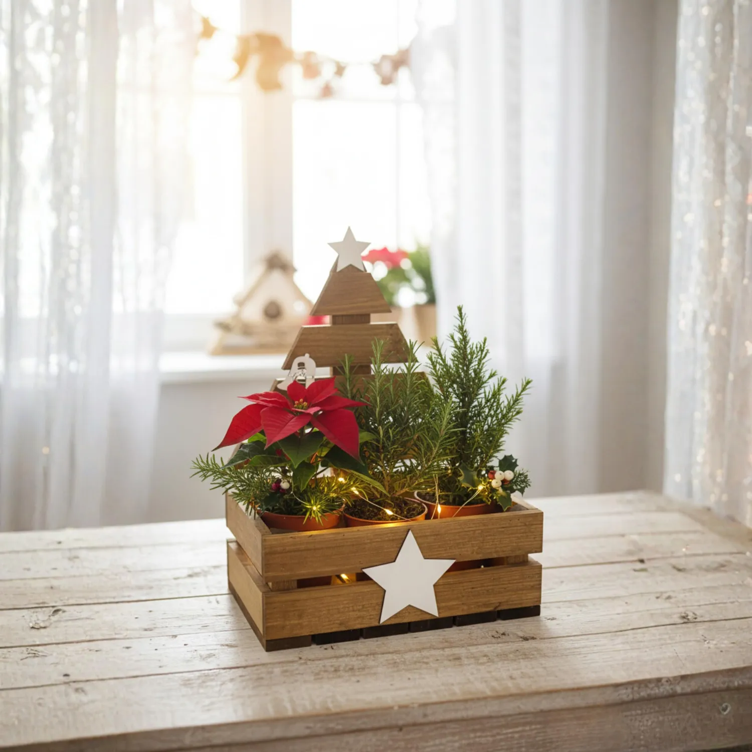 GoodFreshDecor Weihnachtsbaum Holzkiste 30x20x40 cm Braun