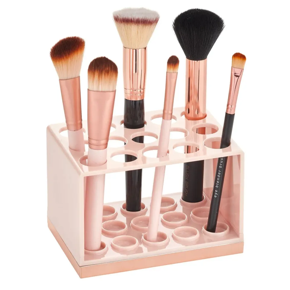 mDesign Kosmetik Organizer 15 Fächer hellrosa-rotgold für Stifte