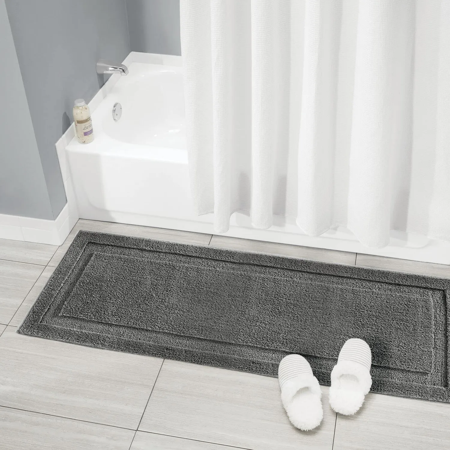 mDesign Badteppich 3er-Set Mikrofaser dunkelgrau
