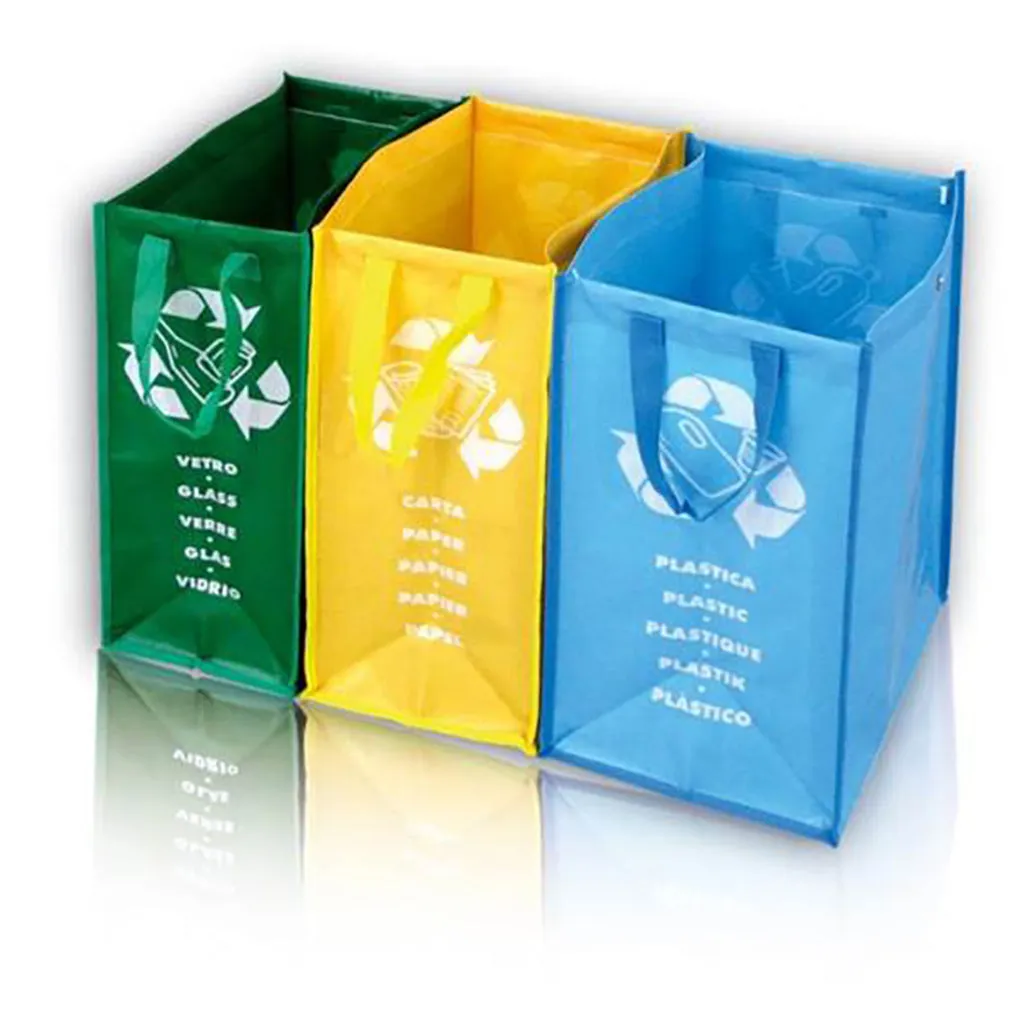 Kreher Armadio Kunststoffschrank mit 3 Recycling-Taschen Mülltrennung