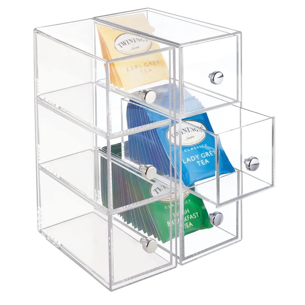 mDesign Teebox Schubladenbox 3 Schubladen 2er-Set klar