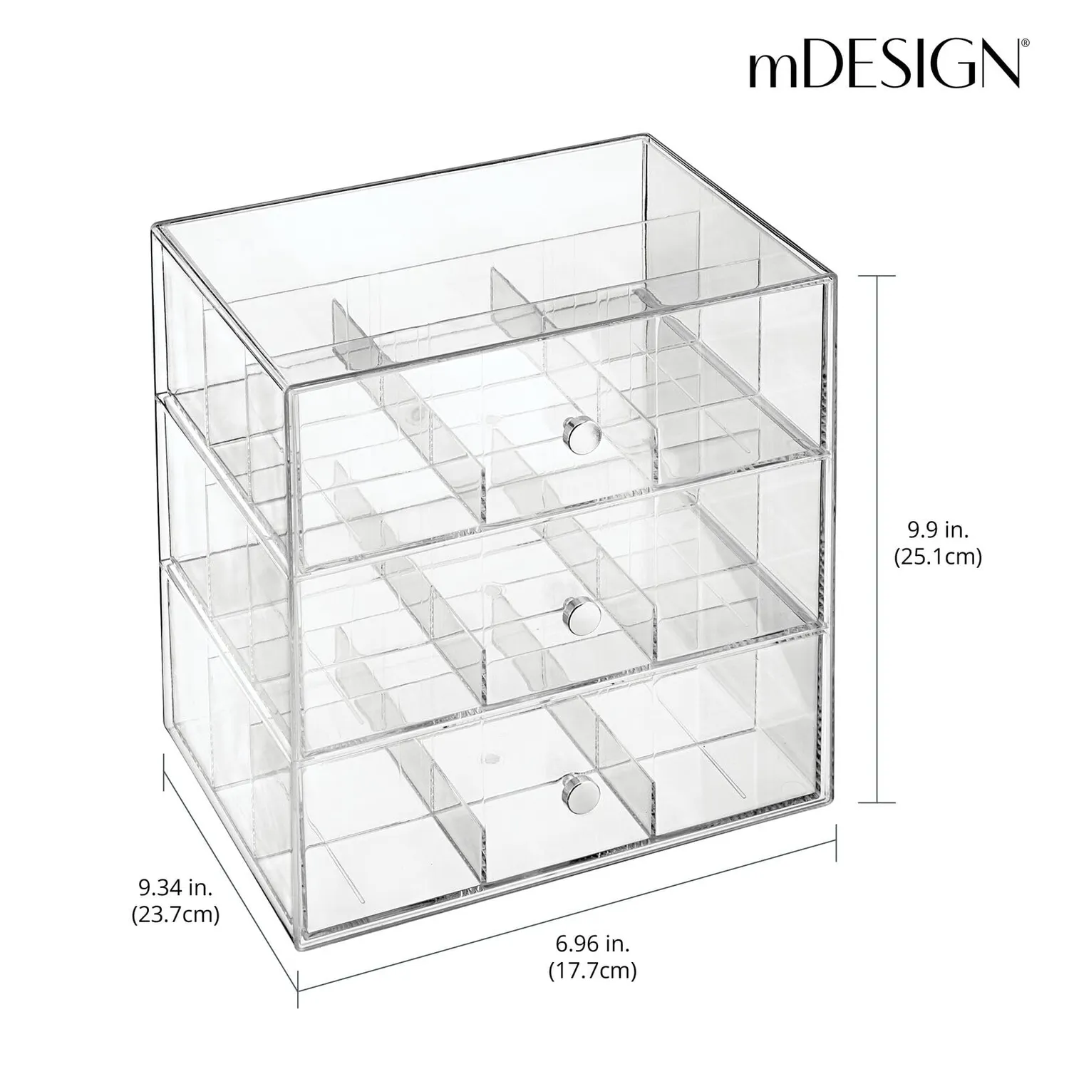 M Design Teebeutelbox 27 Fächer mit 3 Schubladen 2er-Set durchsichtig