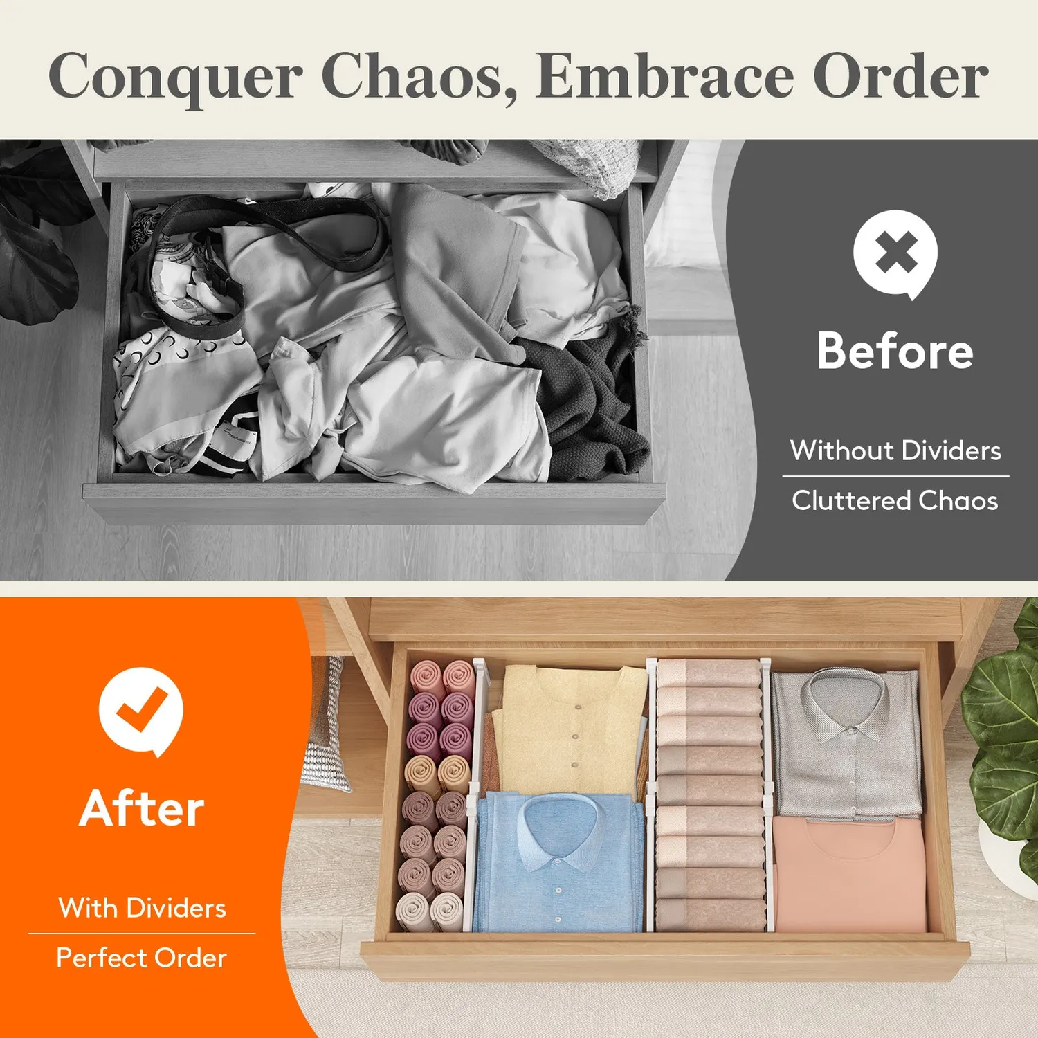 Lifewit Schubladenteiler verstellbar Drawer Organizer 4er Pack