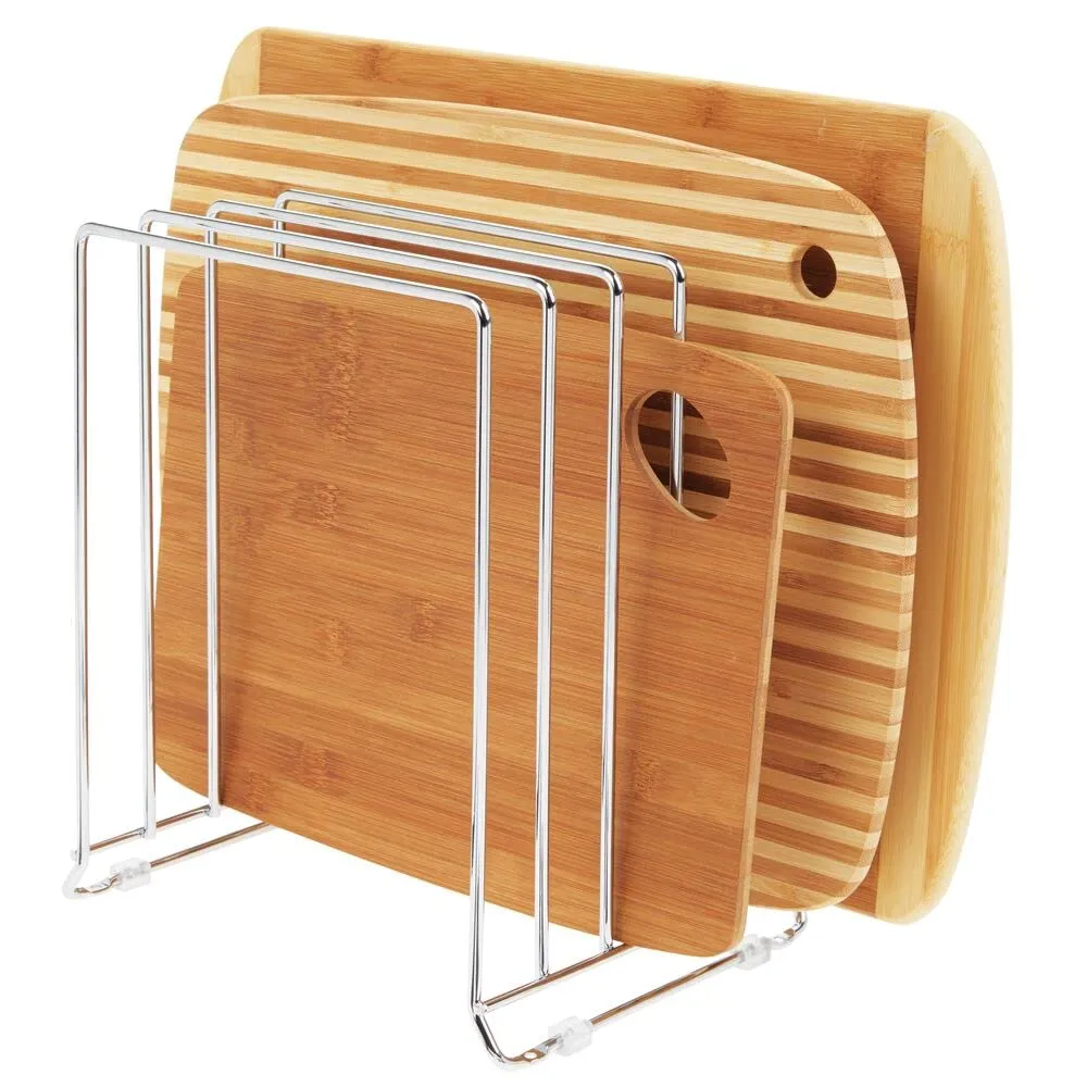 mDesign Deckelhalter Metall 2er-Set silberfarben fünffach
