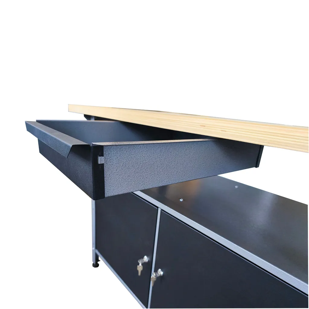 Kreher XL Werkbank Metall 120x60cm schwarz abschließbar