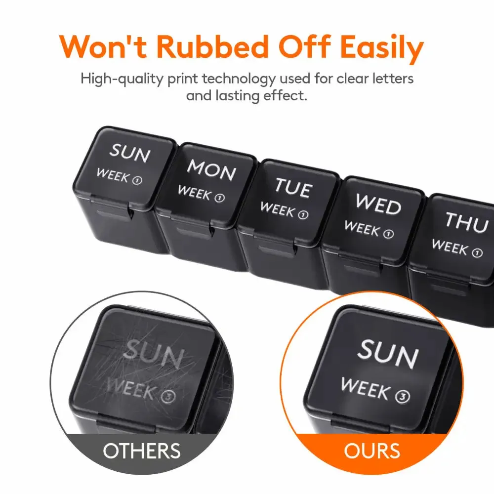 Lifewit Pill Box Tablettenbox Schwarz 4er-Set 28 Fächer