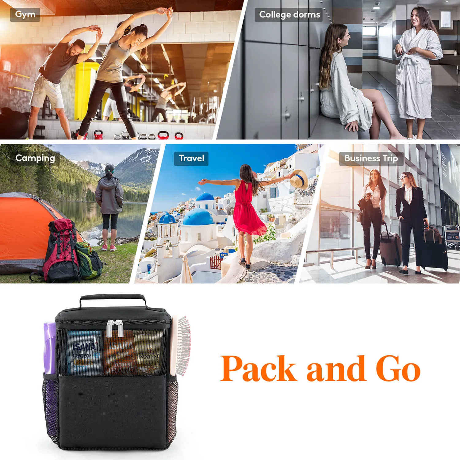 Lifewit Kulturbeutel Mesh Schwarz Medium Reise