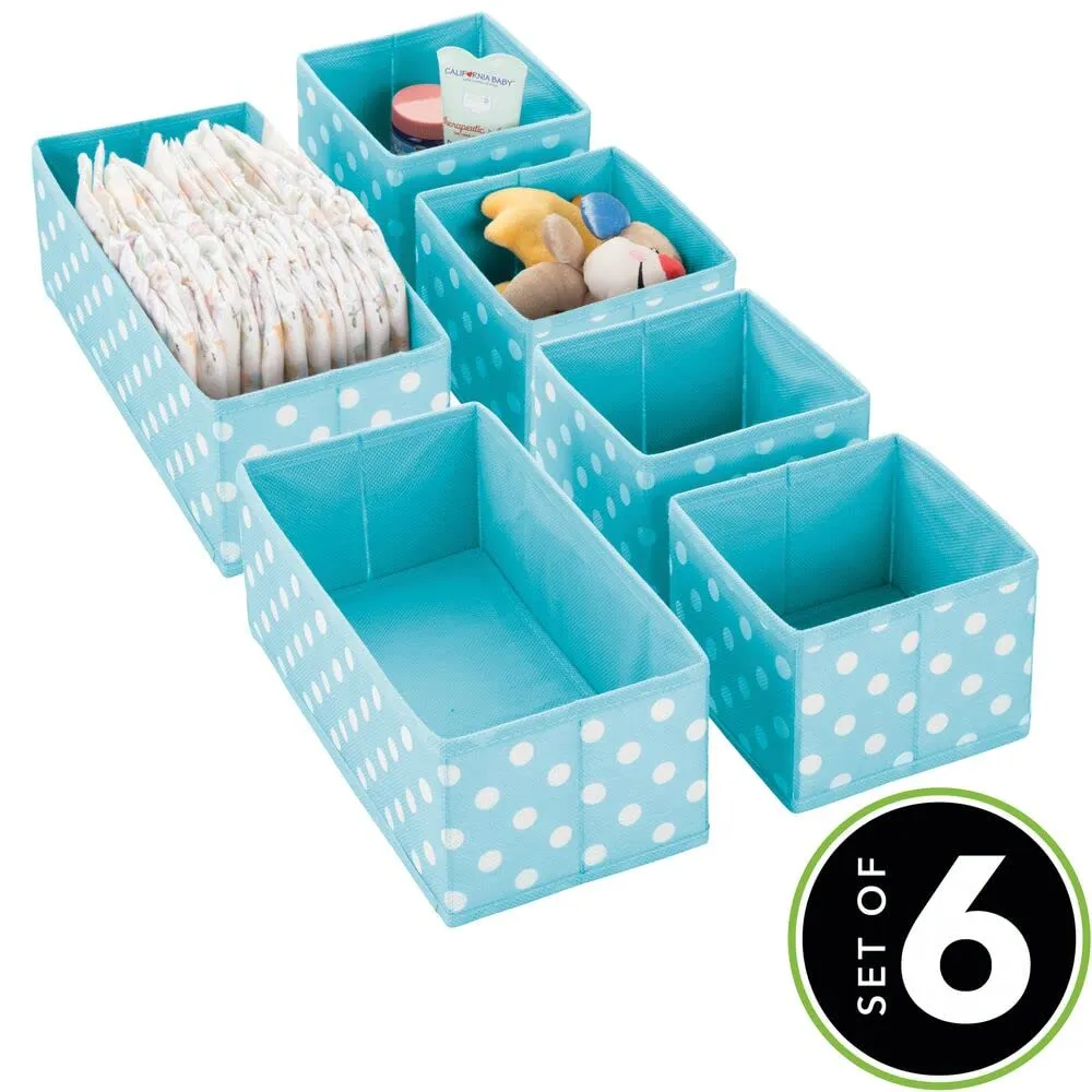 mDesign Aufbewahrungsbox Stoff 6er-Set türkis mit Punkten
