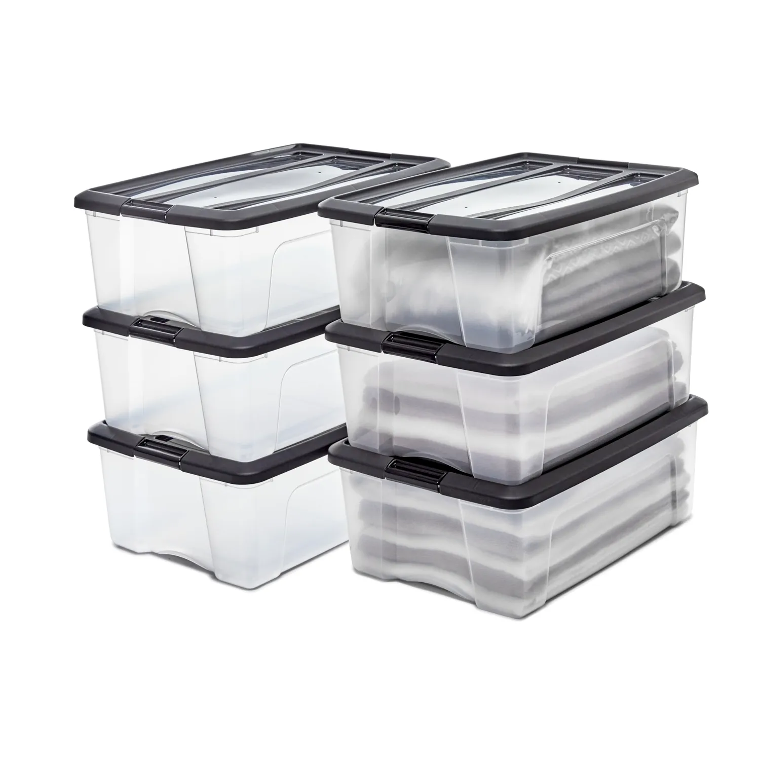 Iris Ohyama NTB-45 Aufbewahrungsbox schwarz 45L 6er-Set
