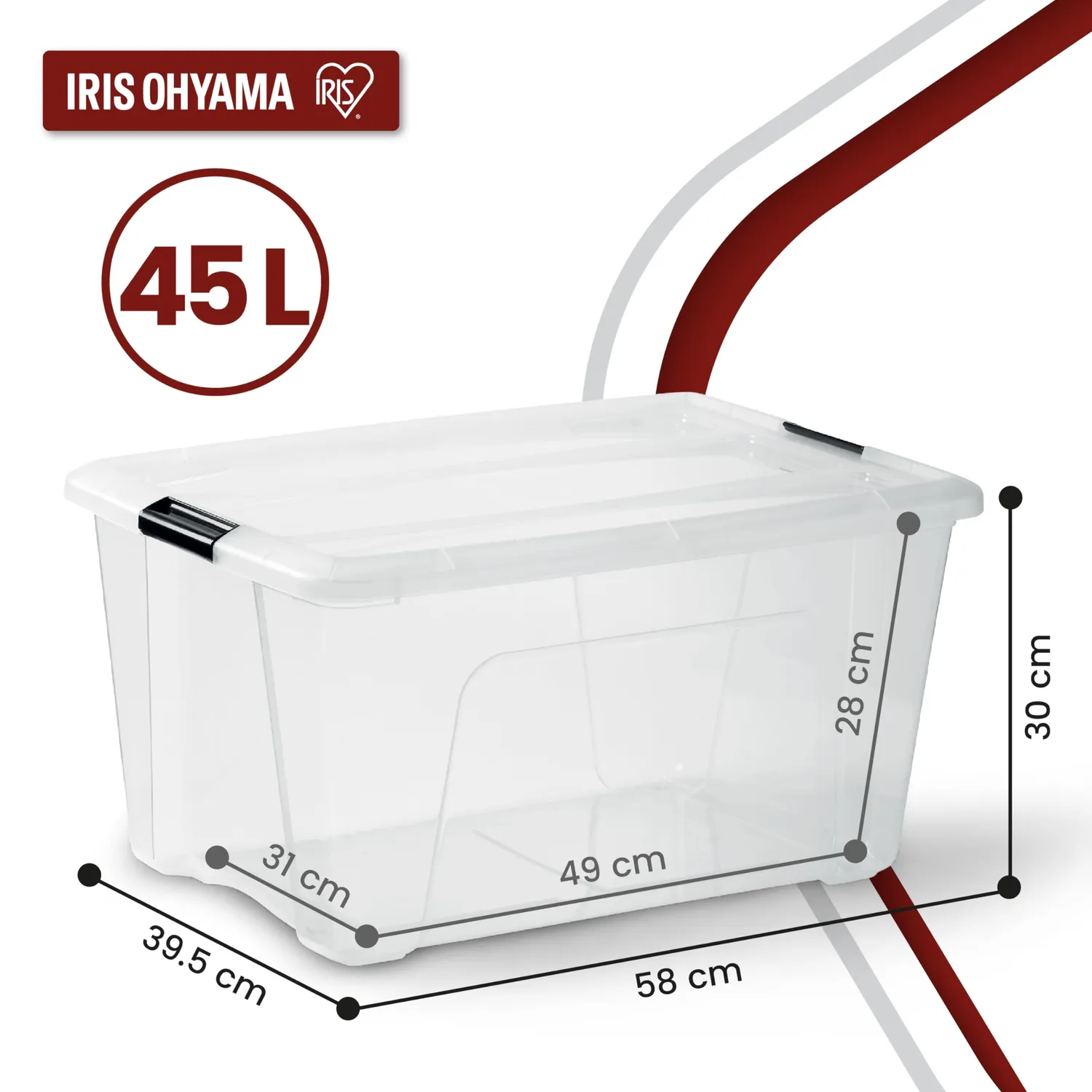Iris Ohyama NTB-45 Aufbewahrungsbox 45L 6er-Set transparent