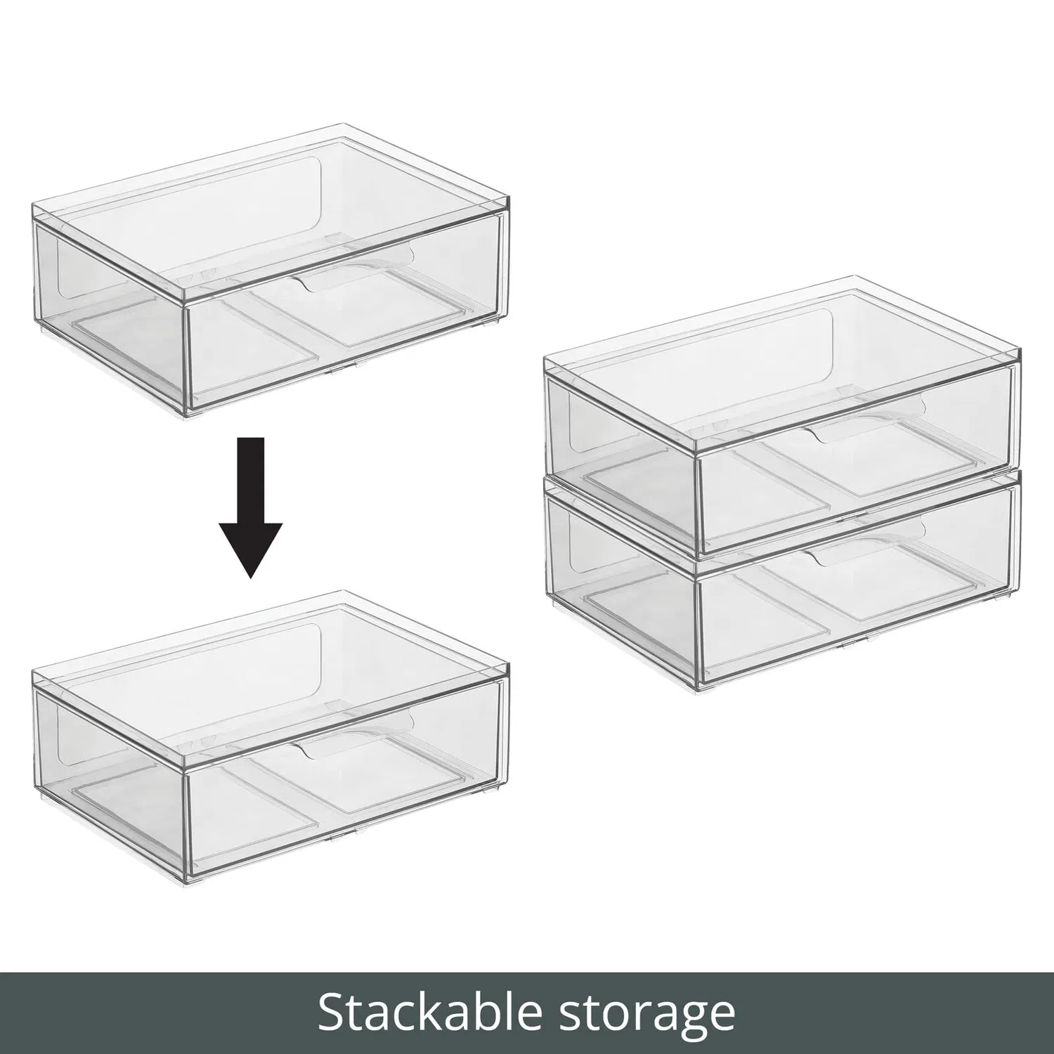 mDesign Schubladenbox Transparent Stapelbar