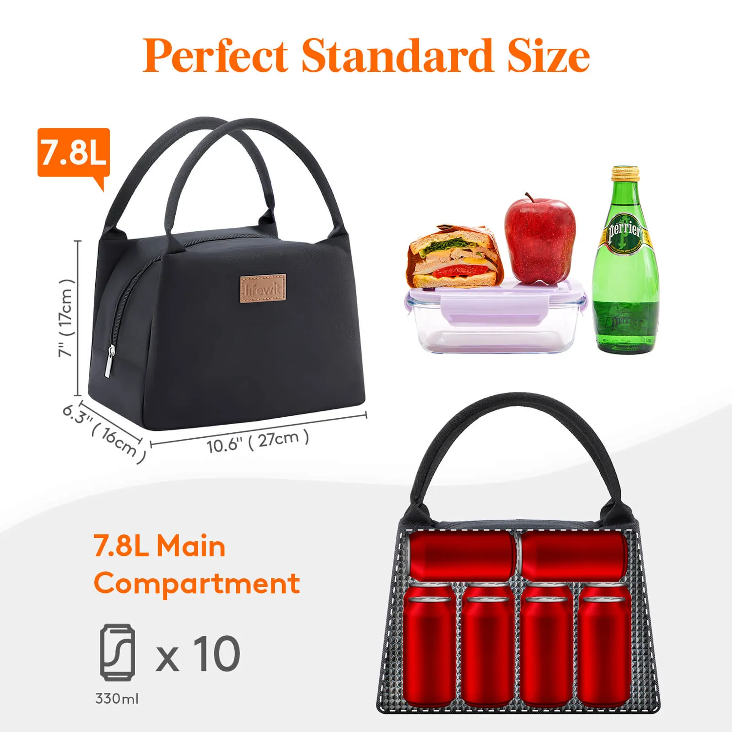 Lifewit Kühltasche Lunchtote isoliert Schwarz M