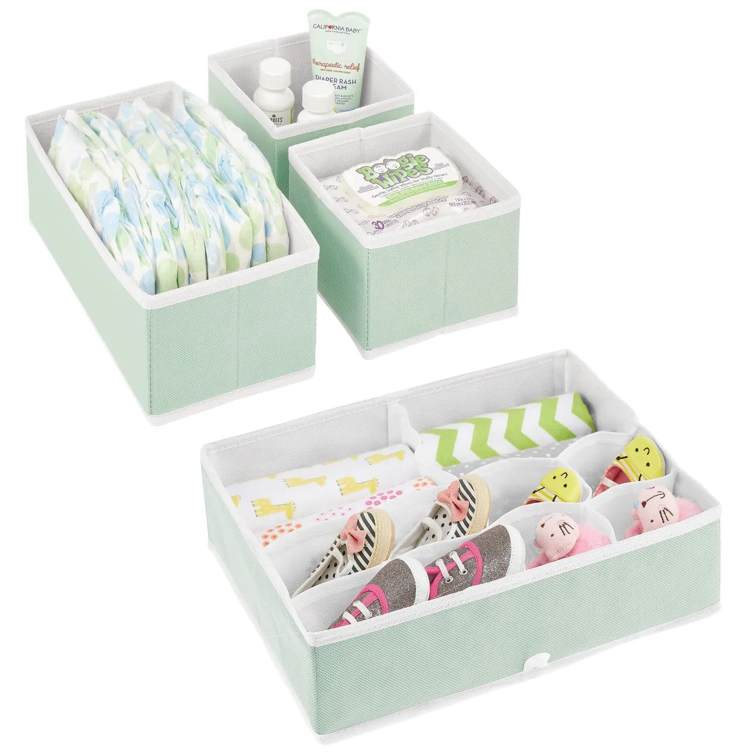 mDesign Schubladen Organizer 4er-Set mintgrün Stofbox