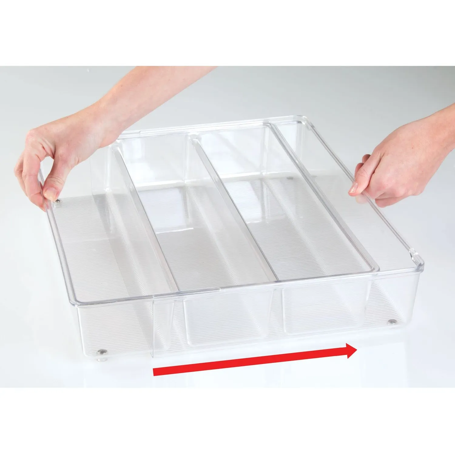 M Design Besteckeinsatz verstellbar Schubladenbox 4er-Set durchsichtig