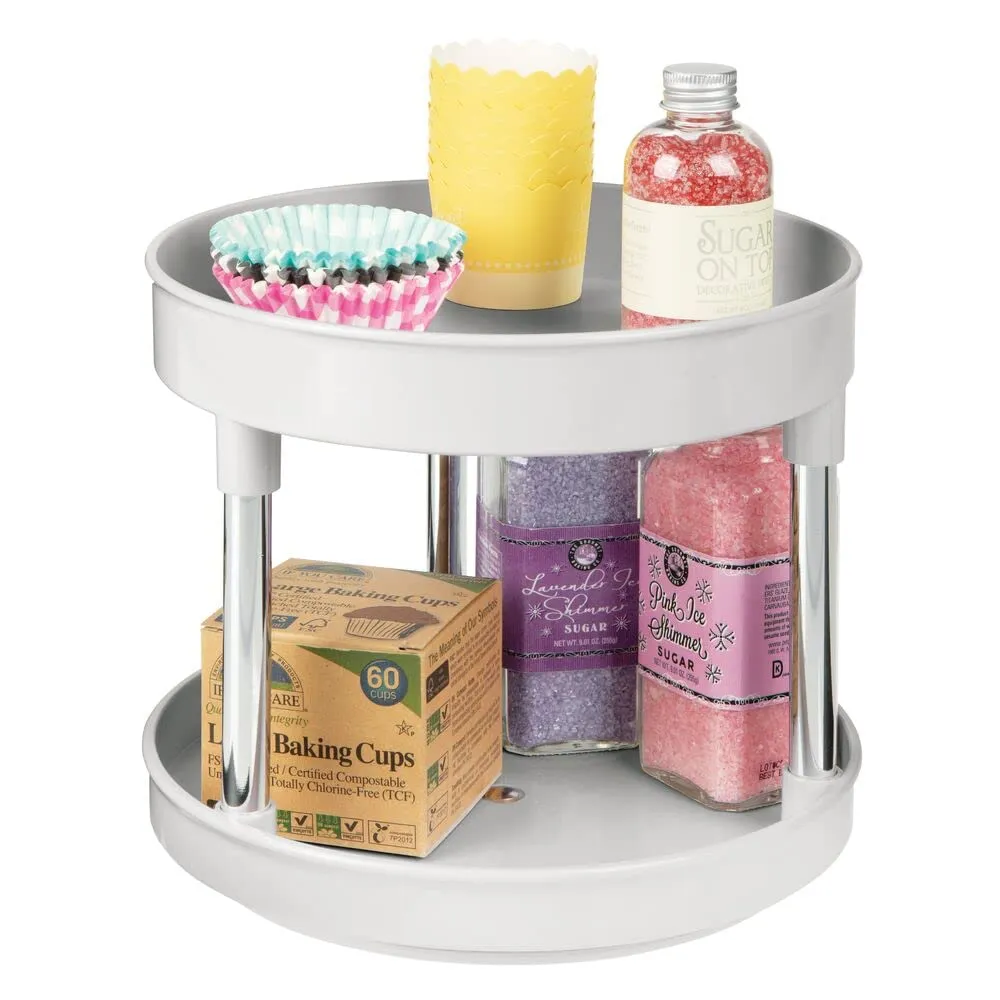 mDesign Lazy Susan Gewürzregal 2er-Set hellgrau drehbar