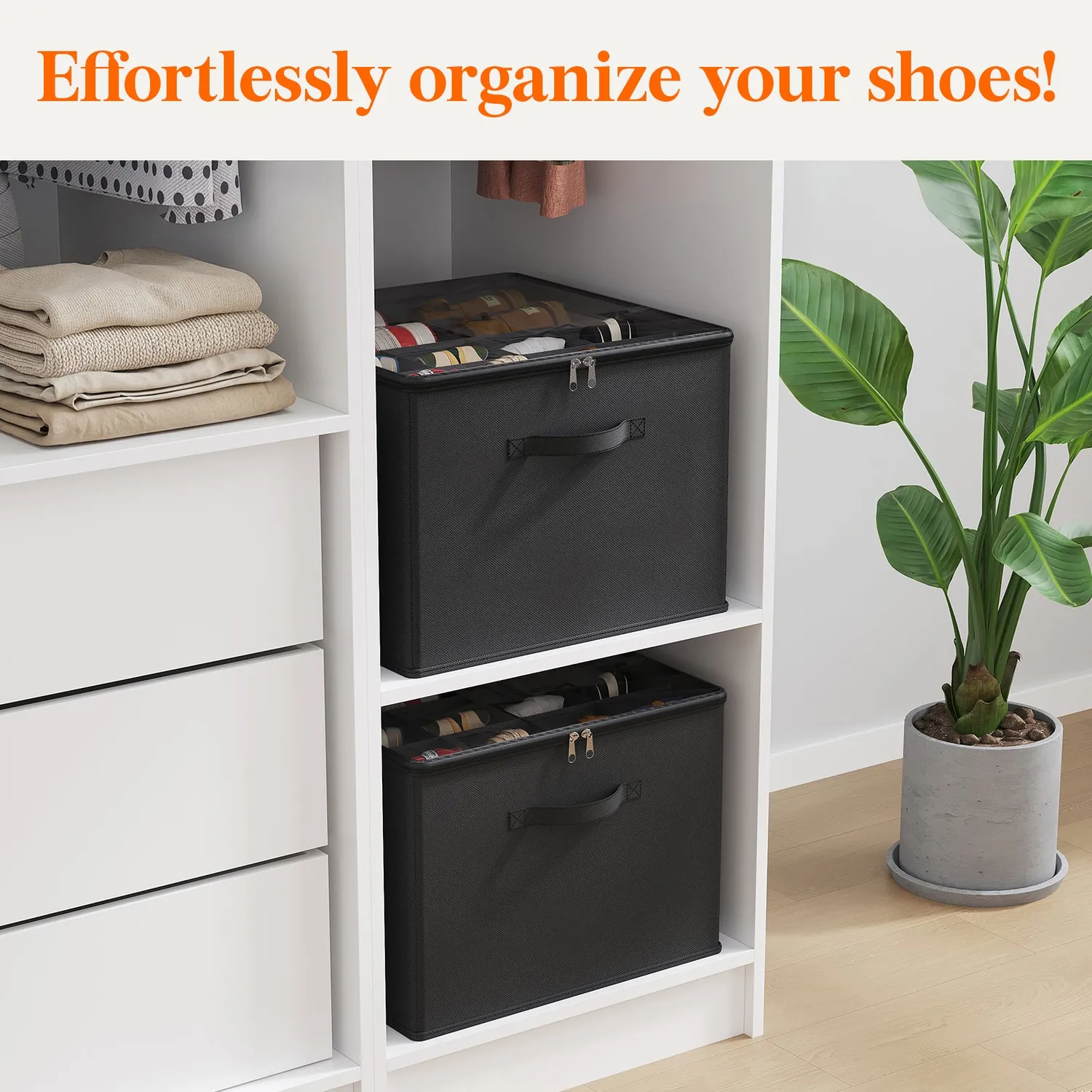 Lifewit Schuh-Organizer Schwarz 43x43x32 cm 2er-Set stapelbar