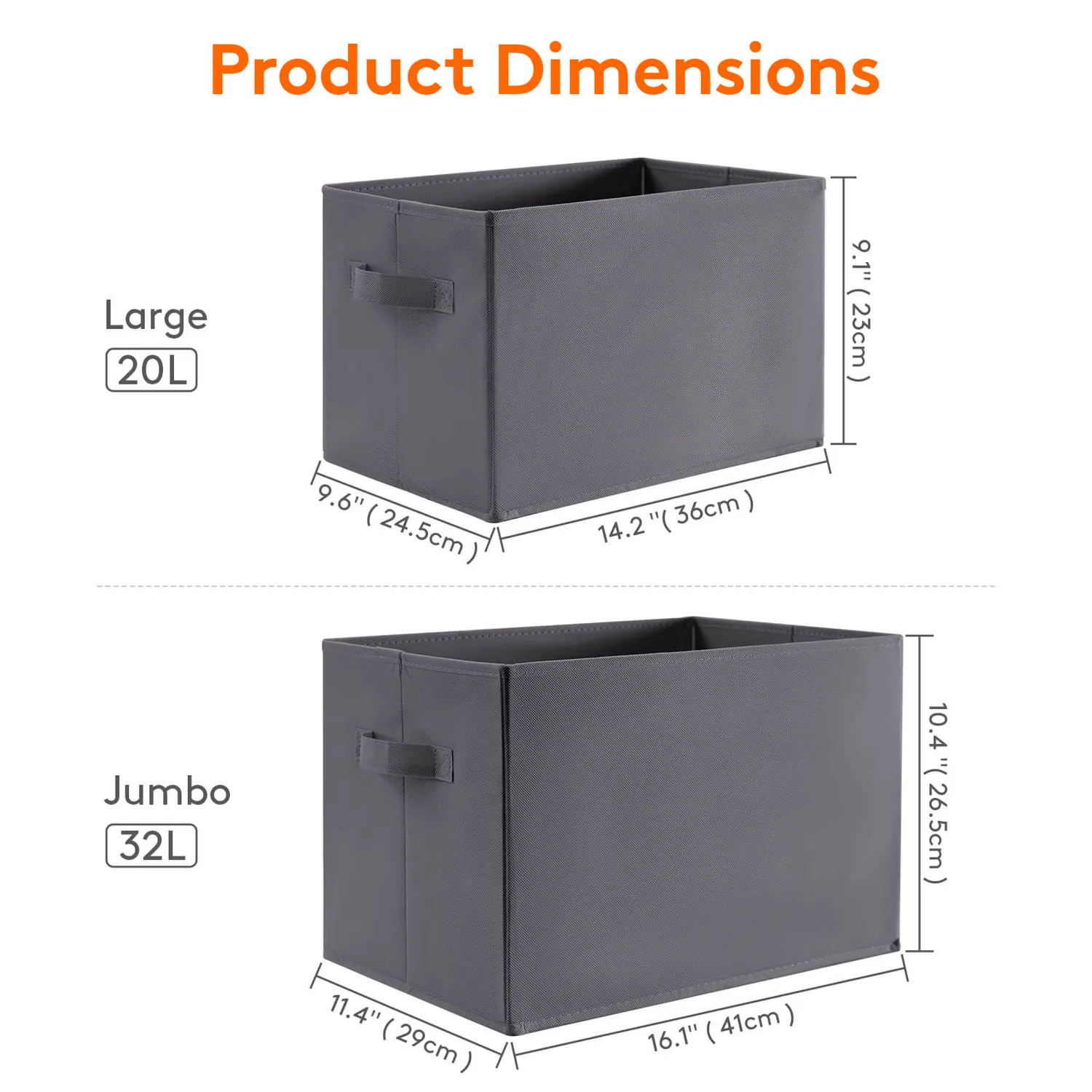 Lifewit 20L Kleiderbox Stoff 3er Pack grau mit Griffen