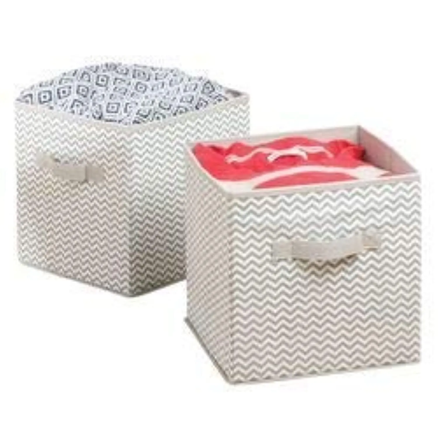 mDesign 2er-Set Stoffbox grau groß mit Griffen